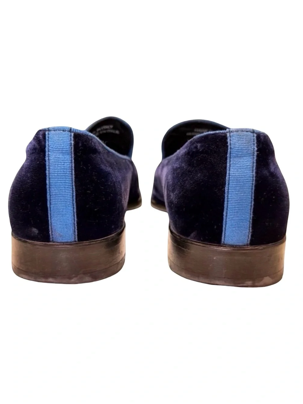 Saks Fifth Avenue Velvet Loafers Made in Italy Navy Blue Size 10M Luxury Slip-On